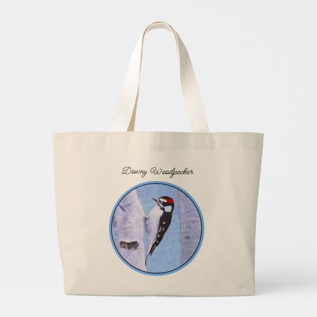 Grand Tote Bag Downy Pic Aspen Peinture Oiseau Original (Dos)