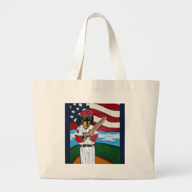 Grand Tote Bag Doxie de baseball (Devant)