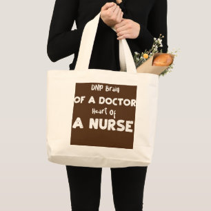 Grand Tote Bag Dr DNP Cerveau D'Un Docteur Coeur D'Une Infirmière