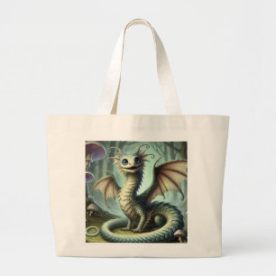 Grand Tote Bag Dragon Jabberwocky Mignon Créature Fantastique Art