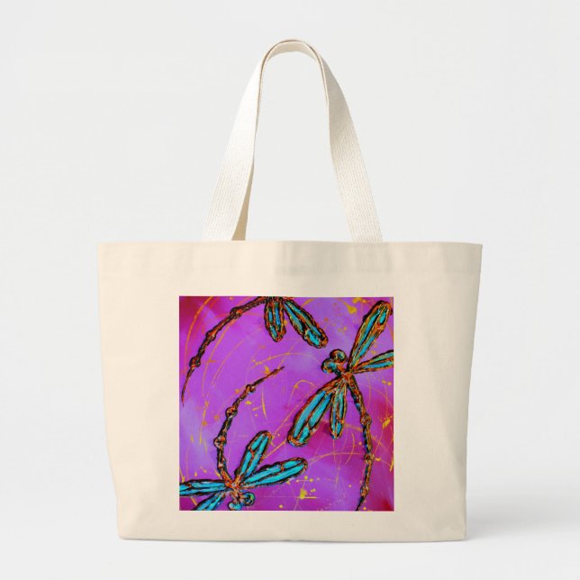 Grand Tote Bag Dragonfly Flit Electrique rose (Devant)