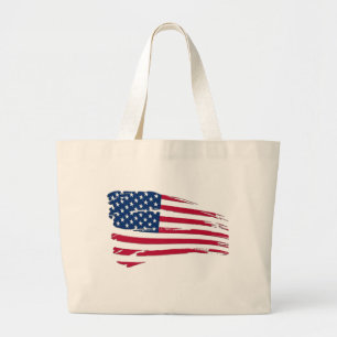 Grand Tote Bag Drapeau américain dégoûté