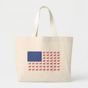 Grand Tote Bag Drapeau américain des chevaux patriotiques