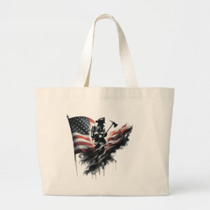 Grand Tote Bag Drapeau américain. Pompier