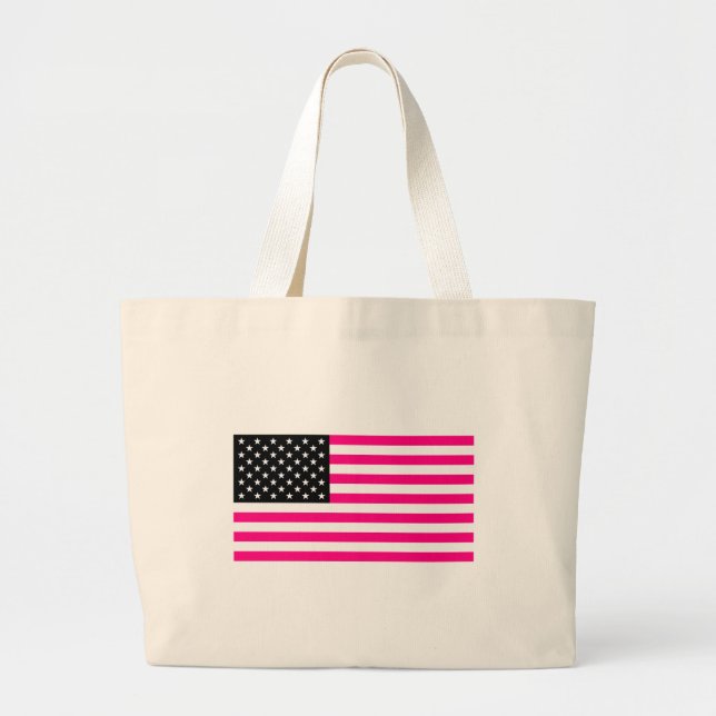 Grand Tote Bag drapeau américain rose (Devant)