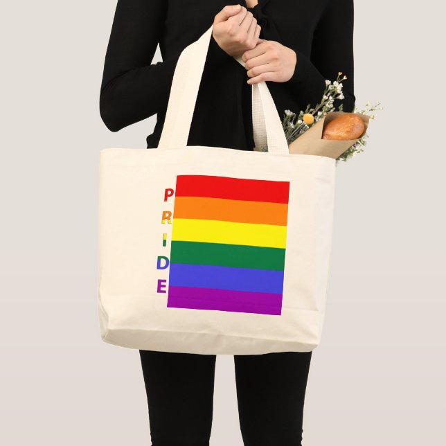 Grand Tote Bag Drapeau arc-en-ciel LGBT Pride (Devant (produit))