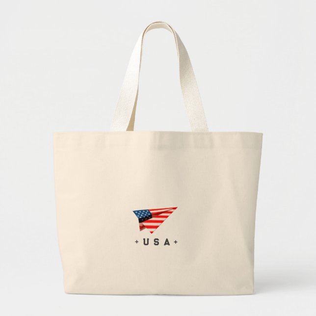 Grand Tote Bag Drapeau avion en papier USA (Devant)