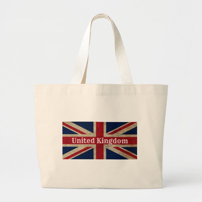 Grand Tote Bag Drapeau britannique en détresse (Devant)