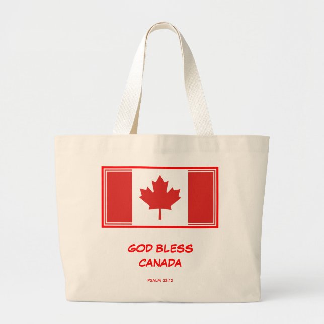 Grand Tote Bag DRAPEAU CANADA | Feuille d'érable | Dieu béni | Ca (Devant)