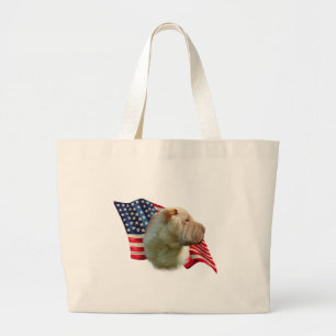 Grand Tote Bag Drapeau chinois Shar-Pei