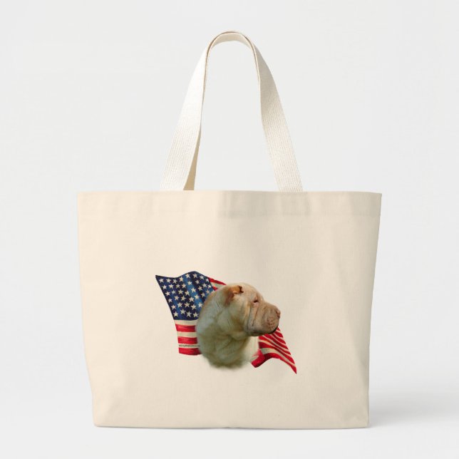 Grand Tote Bag Drapeau chinois Shar-Pei (Devant)