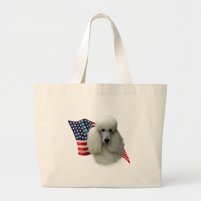 Grand Tote Bag Drapeau de caniche (blanc) (Devant)