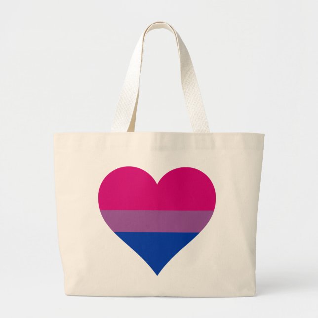 Grand Tote Bag Drapeau de la fierté LGBTQ du coeur bisexuel (Devant)