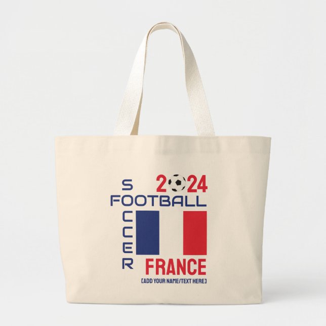 Grand Tote Bag Drapeau de la FRANCE Football Nom personnalisé 202 (Devant)