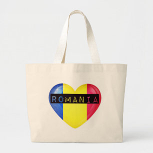 Grand Tote Bag Drapeau de la Roumanie Cœur