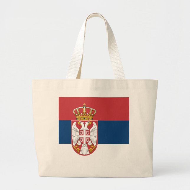 Grand Tote Bag Drapeau de la Serbie (Devant)