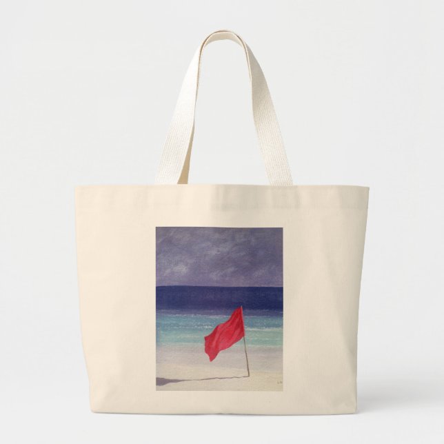 Grand Tote Bag Drapeau de plage - tempête avertissant 1985 (Devant)