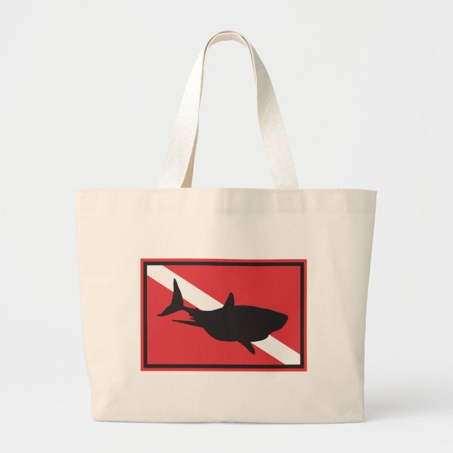 Grand Tote Bag Drapeau de plongée de requin (Devant)