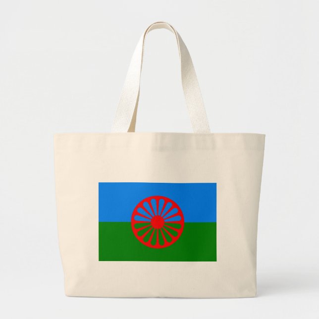 Grand Tote Bag Drapeau de Roma (drapeau Romani) (Devant)