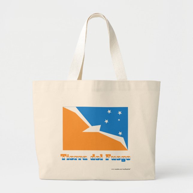 Grand Tote Bag Drapeau de Terre de Feu avec le nom (Devant)