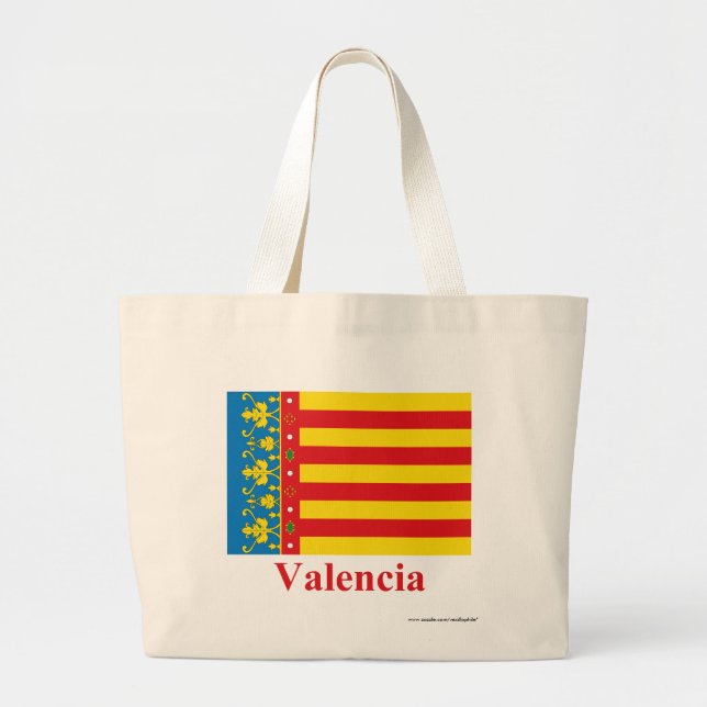 Grand Tote Bag Drapeau de Valence avec le nom (Devant)