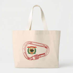 Grand Tote Bag Drapeau de Virginie-Occidentale Escalade carabiner