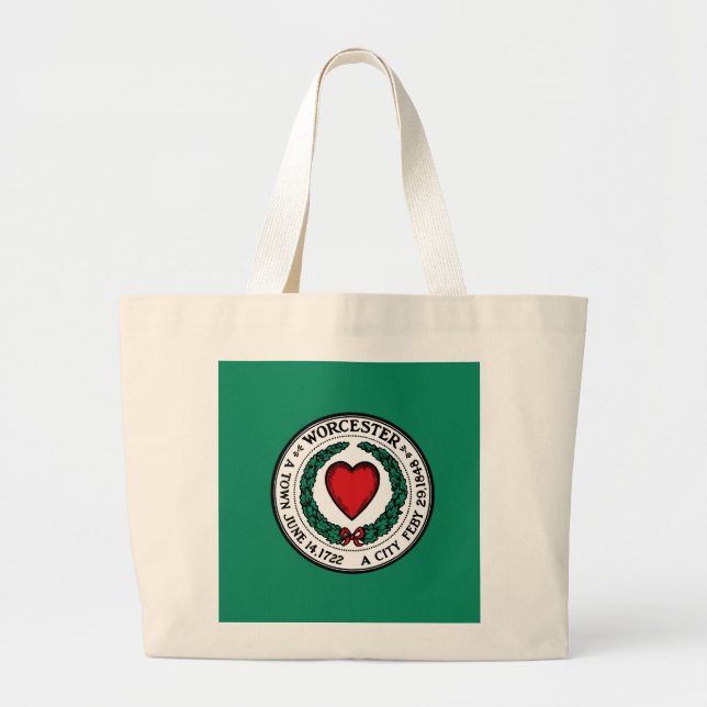 Grand Tote Bag Drapeau de Worcester, Massachusetts  (Devant)