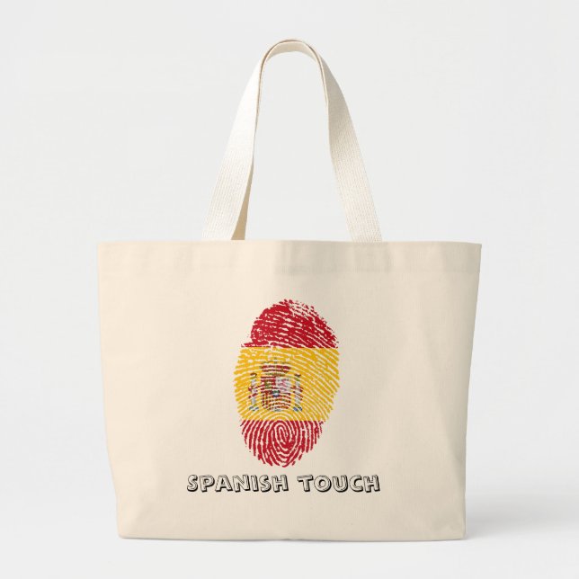 Grand Tote Bag Drapeau d'empreinte digitale de contact d'Espagnol (Devant)