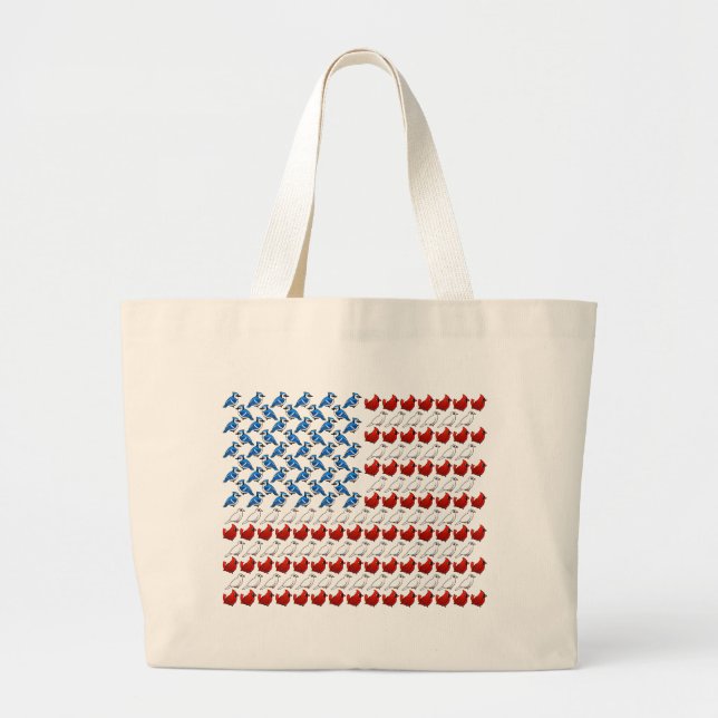 Grand Tote Bag Drapeau des Etats-Unis d'Amérique fait d'oiseaux (Devant)