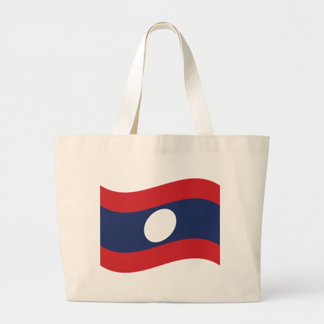 Grand Tote Bag Drapeau du Laos agité (Devant)