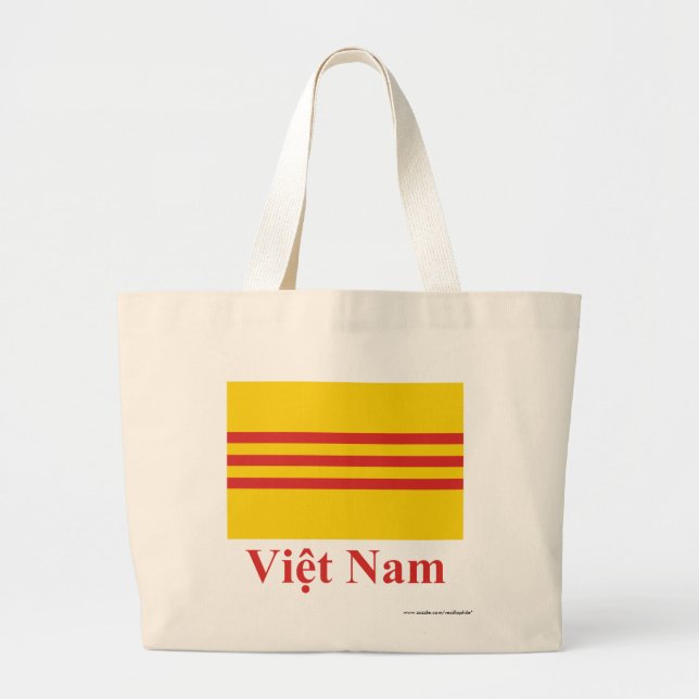 Grand Tote Bag Drapeau du Vietnam du Sud avec le nom dans le (Devant)