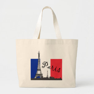 Grand Tote Bag Drapeau français et Tour Eiffel