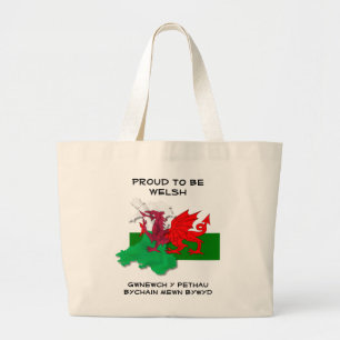 Grand Tote Bag Drapeau gallois du Pays de Galles FIER D'ÊTRE BIEN