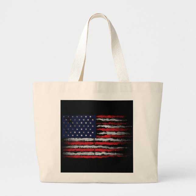 Grand Tote Bag Drapeau Grunge U.S.A (Devant)