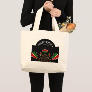 Grand Tote Bag Drapeau kényan inspiré Jambo Welcome Design Art