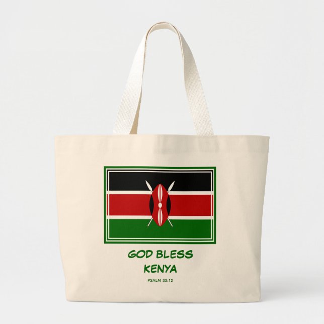 Grand Tote Bag Drapeau kényan patriotique DIEU BLESS KENYA (Devant)