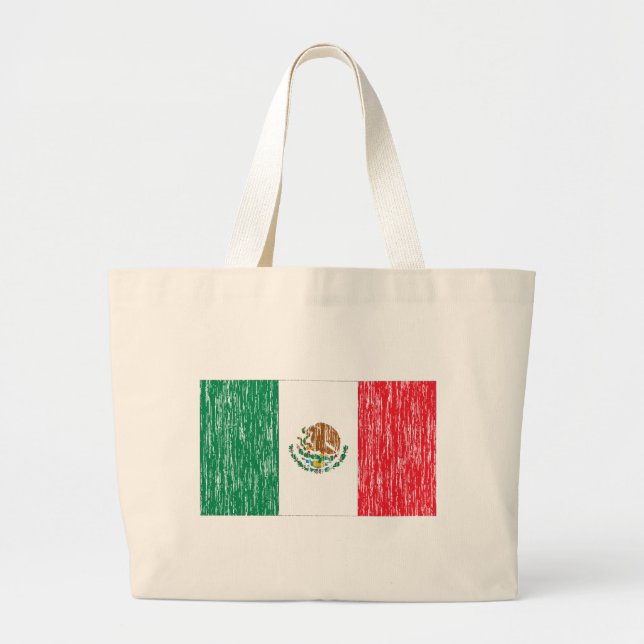 Grand Tote Bag Drapeau mexicain affligé (Devant)