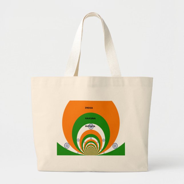 Grand Tote Bag Drapeau national indien design avec "Hakuna Mat (Devant)
