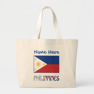Grand Tote Bag Drapeau philippin bleu de personnalisation 