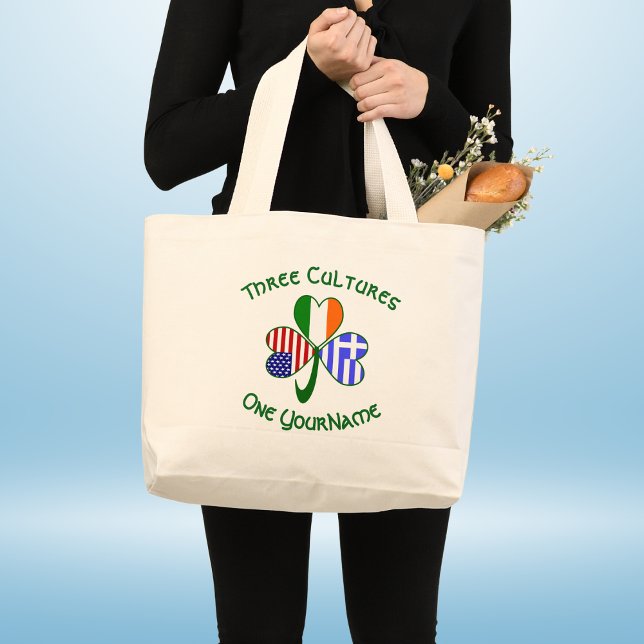 Grand Tote Bag Drapeau Shamrock grec (Créateur téléchargé)