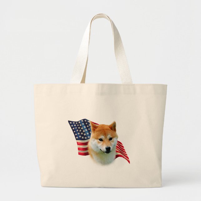Grand Tote Bag Drapeau Shiba Inu (Devant)