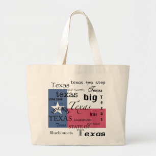 Grand Tote Bag Drapeau Texas Word-Cloud avec Texas