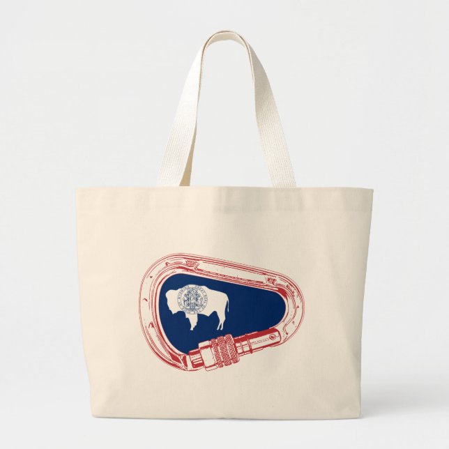 Grand Tote Bag Drapeau Wyoming Escalade Carabiner (Devant)