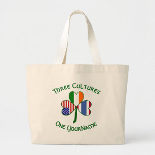 Grand Tote Bag Drapeaux américains irlandais thaïlandais Trèfle a