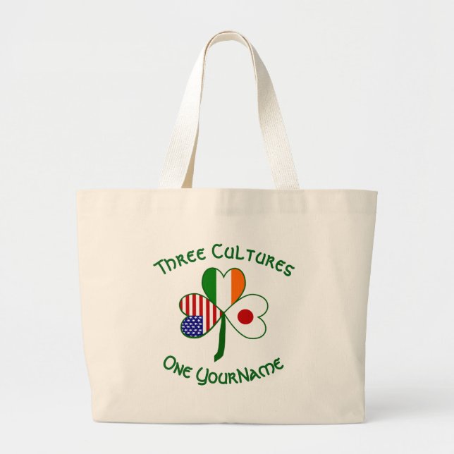 Grand Tote Bag Drapeaux japonais irlandais américains Shamrock Vo (Devant)