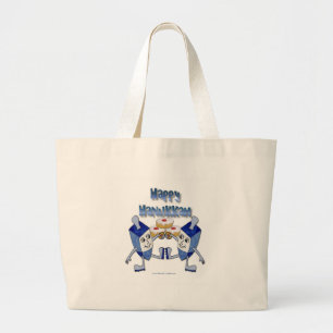 Grand Tote Bag Dreidels de Hanoukka dansants et beignets de gelée