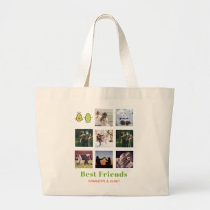 Grand Tote Bag Drôle BFF PHOTO COLLAGE Cadeau personnalisé AVOCAD