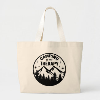 Grand Tote Bag Drôle camping thérapie mot art