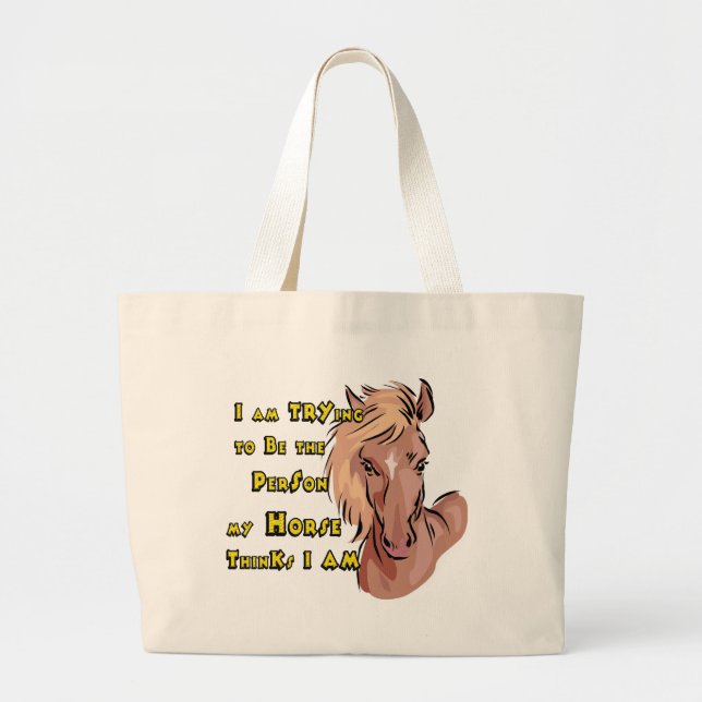 Grand Tote Bag Drôle Cheval (Devant)