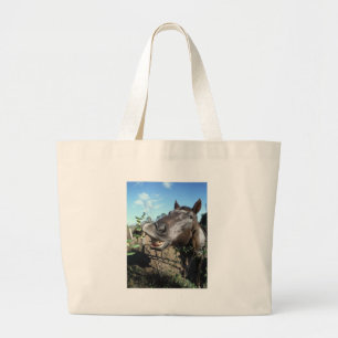 Grand Tote Bag Drôle Cheval brun visage